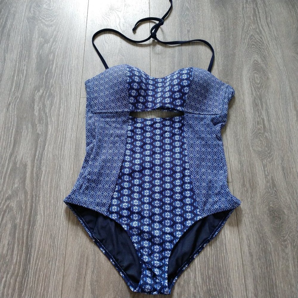 Athleta Peek a Boo Halter Top One Piece Swimsuit